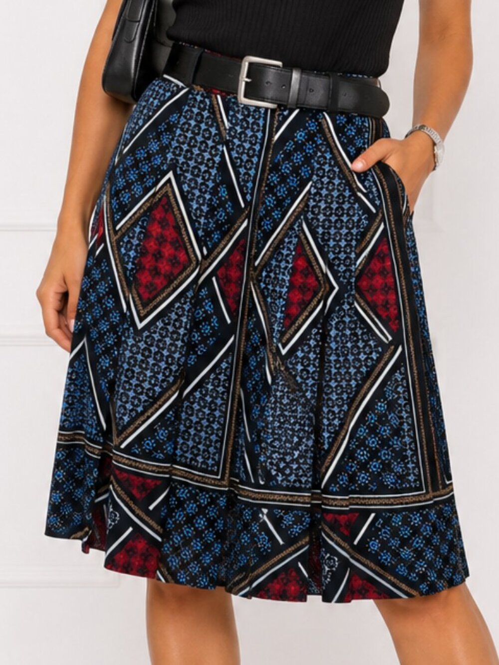 WORTHINGTON Pleated Skirt Dopamine Maximalist HIgh Waist Colorful Multi pattern